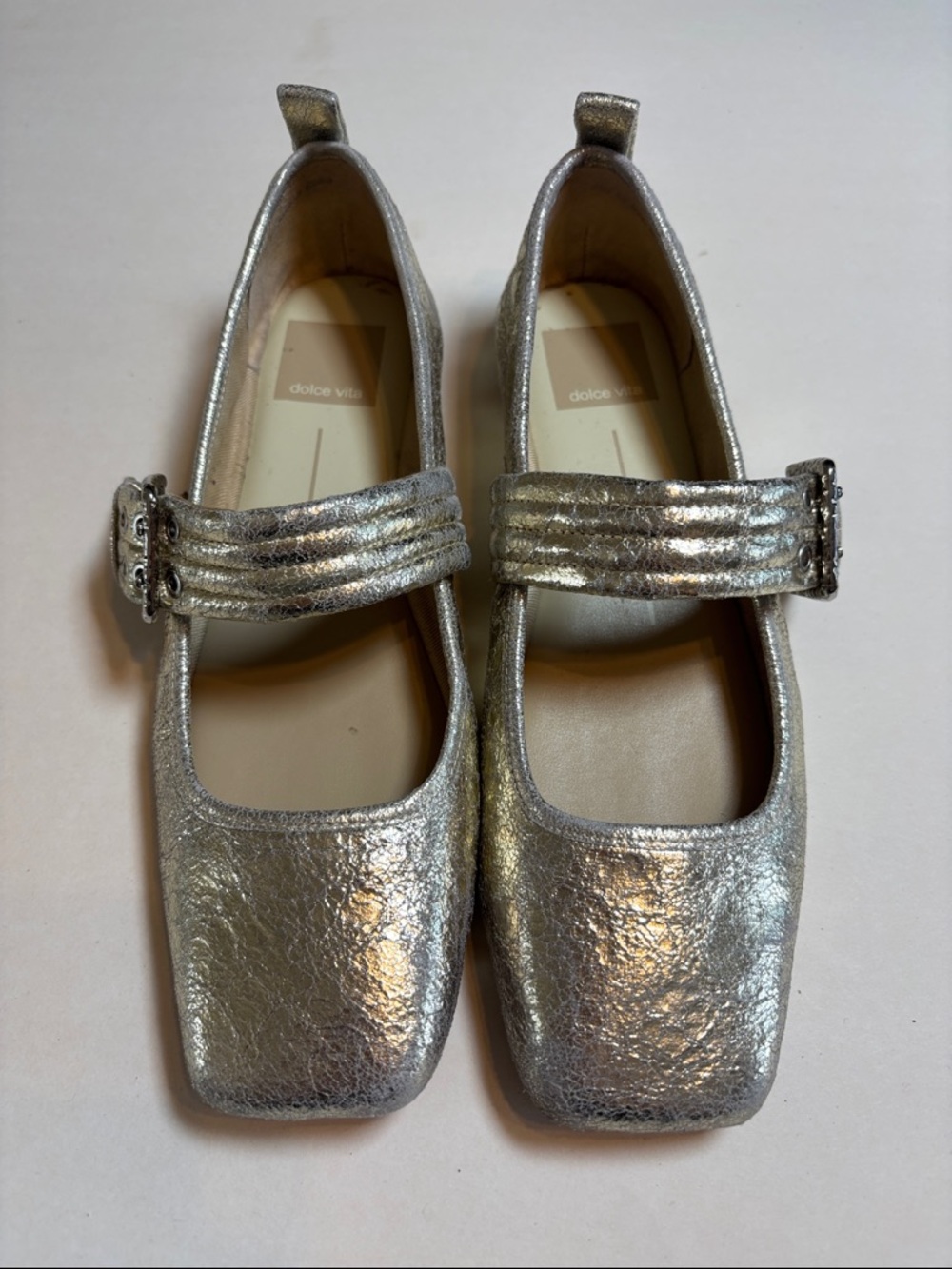 Dolce Vita Arora Silver Metallic Mary Jane Flats Women Size 6.5